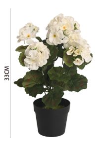 [M630977白色] Geranio artificial en maceta mediana - Pequeño macetero decorativo