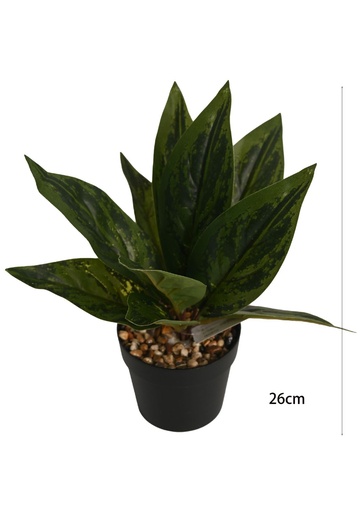 [M630811] Pozuelo artificial con hojas de color verde bordeadas - Pequeño macetero decorativo