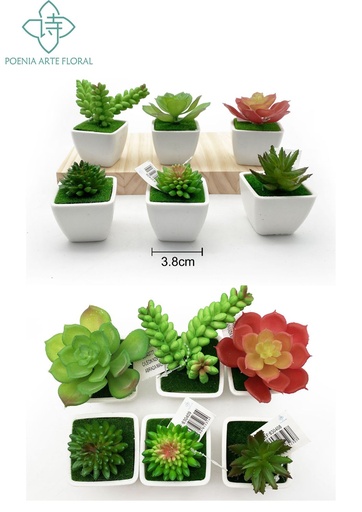 [M多肉MIX24] Múltiples suculentas artificiales mezcla en maceta - Planta decorativa