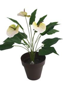 [M630906白] Bonsái artificial de 15 cabezas de flor roja en maceta de 50 cm - Planta decorativa