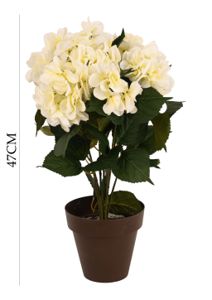 [HORTENSIA白色5头] Bonsái artificial de hortensia blanca de 5 cabezas - Planta decorativa
