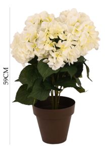[HORTENSIA白色7头] Bonsái artificial de hortensia blanca de 7 cabezas - Planta decorativa