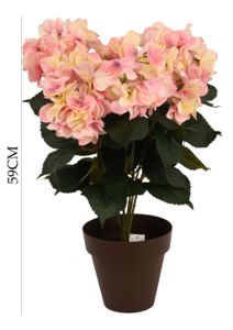 [HORTENSIA粉色7头] Bonsái artificial de hortensia rosa de 7 cabezas - Planta decorativa