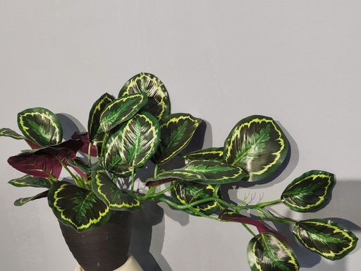 [630439] Bonsái artificial de hojas de cola de pavo colgantes - Planta decorativa