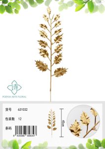 [631032 金] Bonsái artificial de hoja de Navidad dorada de 45 cm - Planta decorativa