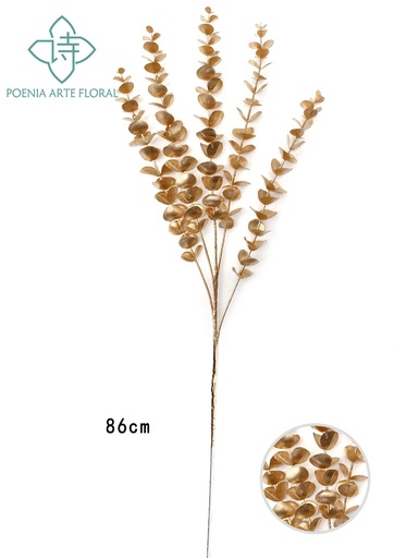 [630688-金色] Vara de flores de eucalipto dorada - Decoración floral