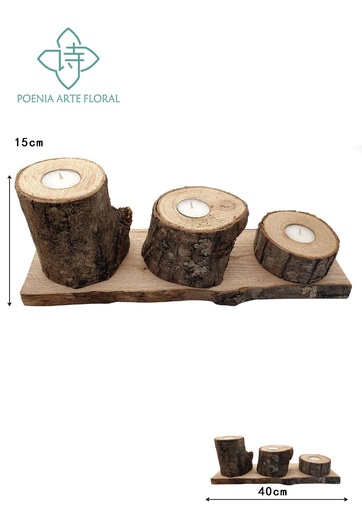 [731788447045] Bandeja portavelas de madera en 10-12 cm - Accesorio decorativo