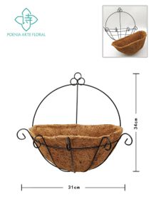 [210139] Maceta colgante de 12 pulgadas en mimbre marrón - Maceta de madera