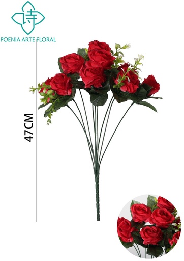 [6101101红色] Ramo de perlas de flores F0683 de 9 cabezas - Ramos y flores