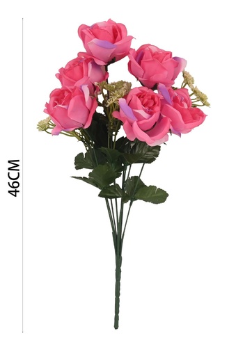 [6101078深粉] Ramo de rosas con flores y hierbas (6 flores, 3 hierbas)