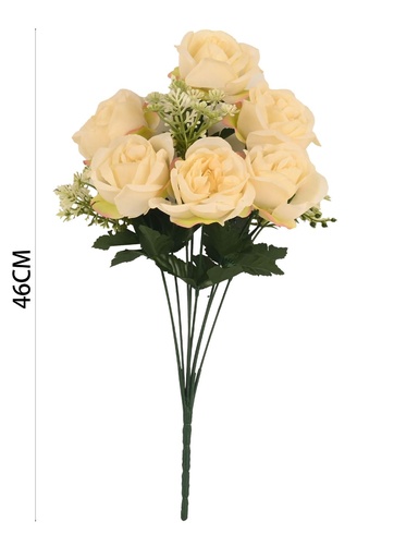 [6101078香槟] Ramo de rosas con flores y hierbas (6 flores, 3 hierbas)