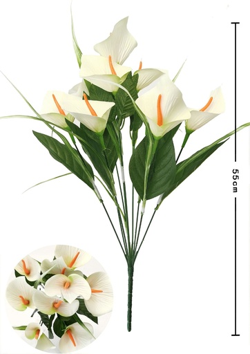 [630209白色] Rama decorativa de flores artificiales - Lirio de agua 10 cabezas