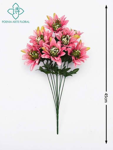 [630241-淡粉8435588850402] Ramo de 8 cabezas de crisantemo en color rosa claro - Flores funerarias