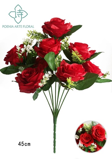 [6101052红色] Ramo de rosas con bordes (8 cabezas)
