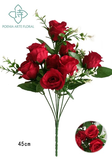 [6101053红色] Ramo de rosas de cristal (8 cabezas)