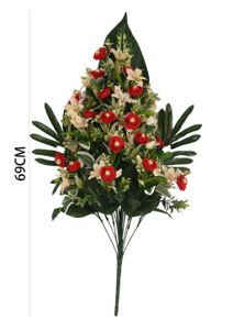[6101096红白] Ramo de orquídeas y rosas (18 cabezas)