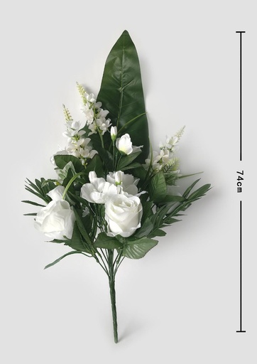 [8435588800179BLANCO] Ramo unidireccional (14 ramas) con hojas grandes