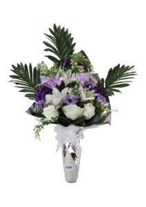 [5101080-25] Centro de flores artificiales para tumba - Arreglo floral completo sin descuento