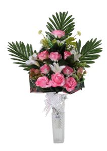 [5101080-A3] Centro de flores artificiales para tumba - Arreglo floral completo sin descuento