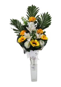[5101080-C2] Centro de flores artificiales para tumba - Arreglo floral completo sin descuento