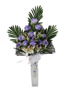 [5101080-E3] Centro de flores artificiales para tumba - Arreglo floral completo sin descuento