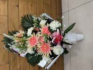 [5101080-9] Centro de flores artificiales en maceta pequeña - Arreglo floral completo sin descuento
