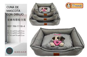 [YM1118-4] Cuna de perro 3 piezas de lienzo a cuadros gris 1118-4 - Elección que valora la comodidad
