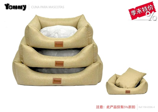 [YM8396-4] Cuna de perro de tela de arpillera color amarillo - Accesorios de cama para mascotas