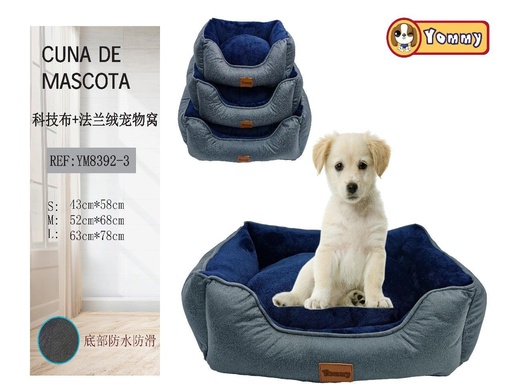 [YM8392-3] Cuna de perro de tela técnica y forro polar en azul - Accesorios de mascotas