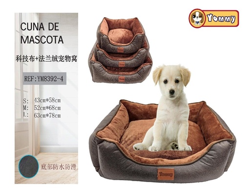 [YM8392-4] Cuna de perro en tecnología de tela y felpa en marrón - Accesorios para mascotas