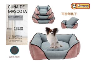[YM8355-2] Cuna de perro de terciopelo y peluche rosa en set de 3 piezas - Camas de lujo para perros