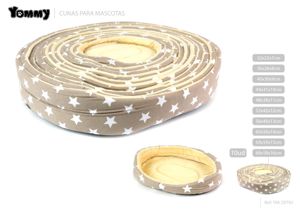 [YM2979J] Cuna de 10 piezas de lona gris con estrellas 68x58x16 cm - Accesorios para mascotas