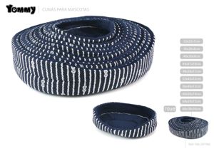[YM2979M] Cuna de 10 piezas de lona azul oscuro con rayas 68x58x16 cm - Accesorios para mascotas