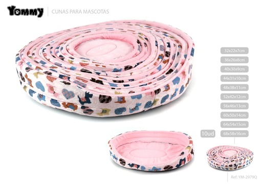 [YM2979Q] Set de cuna para perro en lona color rosa 68x58x16 cm - Accesorios para mascotas