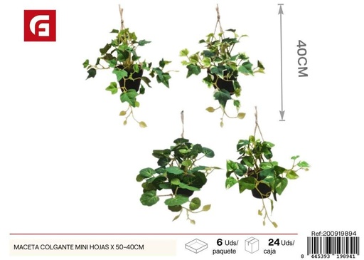 [200919894] Maceta colgante mini con hojas de 40-50 cm - Decoración para jardines