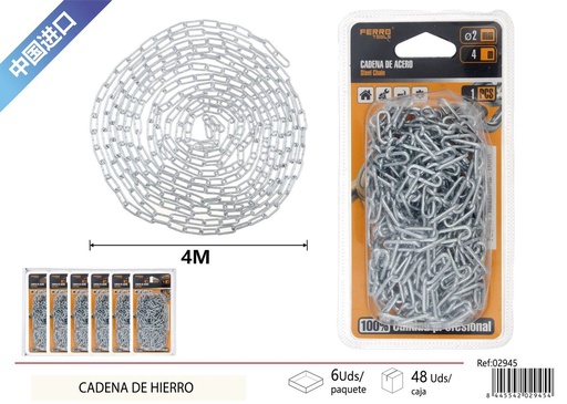 [02945] Cadena de hierro 2 mm x 4 m - Cadenas de ferretería y seguridad
