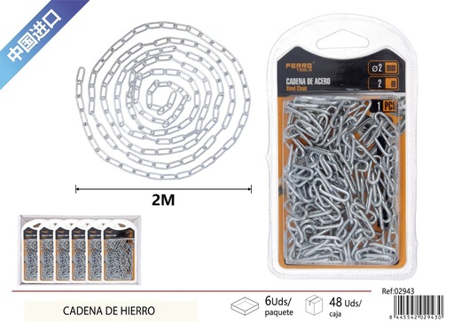 [02943] Cadena de hierro 2 mm x 2 m - Accesorios y útiles de ferretería