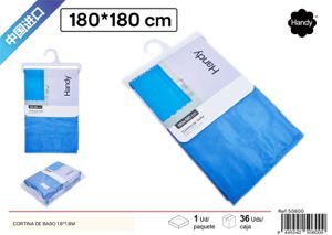 [84455425015009] Cortina de baño azul índigo 1.8 x 1.8 m - Decoración del baño y cortinas