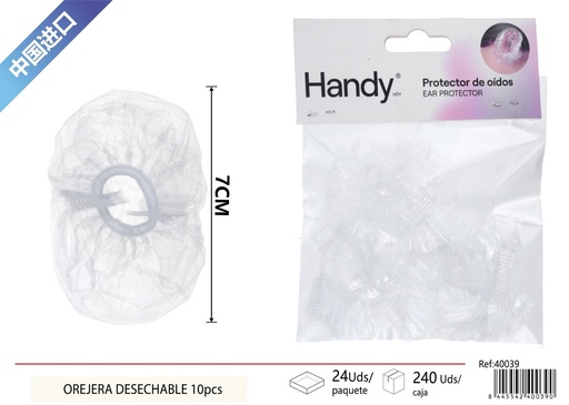 [40039] Orejera desechable transparente blanca 10pcs - Accesorios desechables