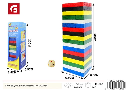 [204601293] Torre equilíbrante mediana de colores - Juguete de habilidad y equilibrio