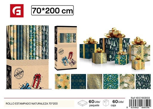 [165746859] Rollo de papel regalo con estampado de naturaleza 70*200 - Artículos para regalos
