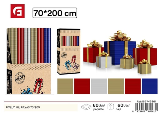 [165746861] Rollo de papel regalo mil rayas 70*200 - Artículos para regalos