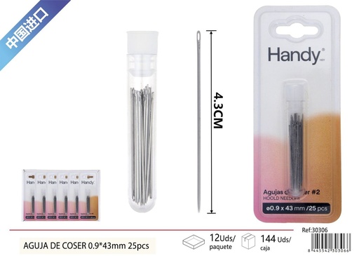[30306] Agujas de coser 2 0.9*43mm 25pcs - Accesorios de costura
