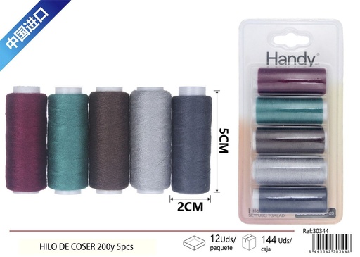 [30344] Hilo de coser 200 yardas 5 pcs - Accesorios de costura