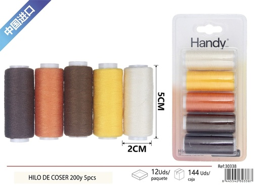 [30338] Hilo de coser 200 yardas 5 pcs - Accesorios de costura