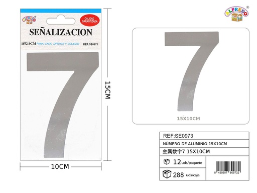[SE0973] Señal de aluminio - Número 7 15x10cm - Señales metálicas