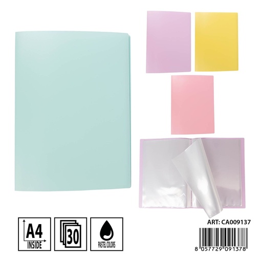 [0237157] Carpeta flexible pastel A4 30 páginas - Carpeta de oficina