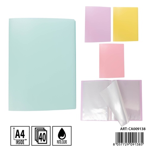 [0237158] Carpeta flexible pastel A4 40 páginas - Carpeta de oficina