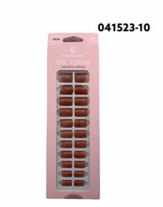 [041523-10] Unas postizas rojo anaranjado con adhesivo 24 unidades - Uñas y accesorios
