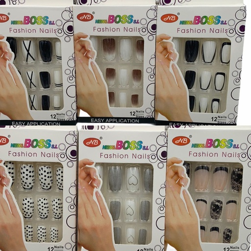 [70265-16] Unas postizas 12 unidades N.B - Uñas y accesorios